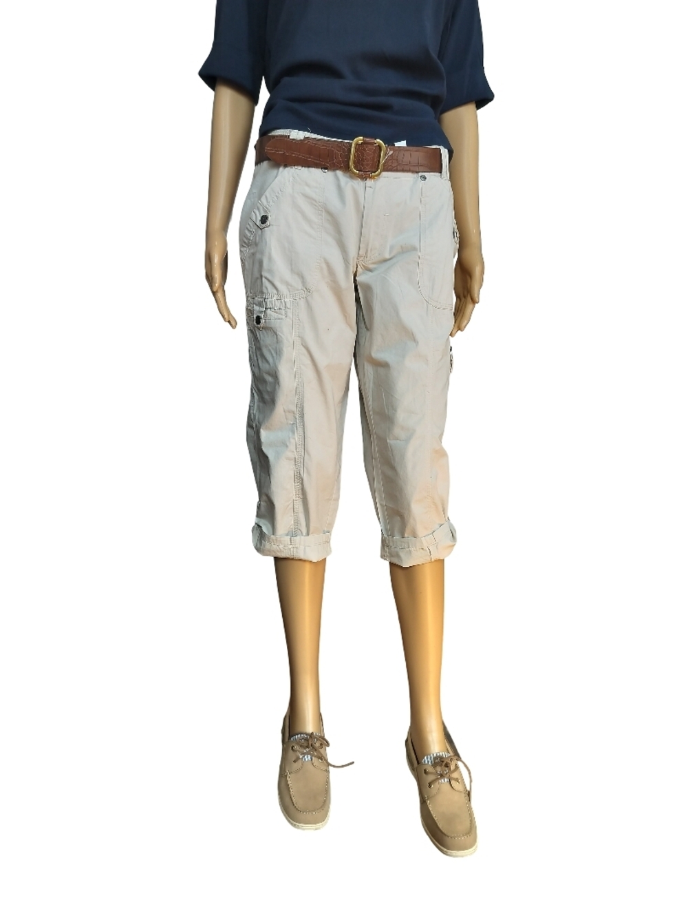 Women’s Beige Cargo Capris - Lightweight Casual Shorts Size S NWOT